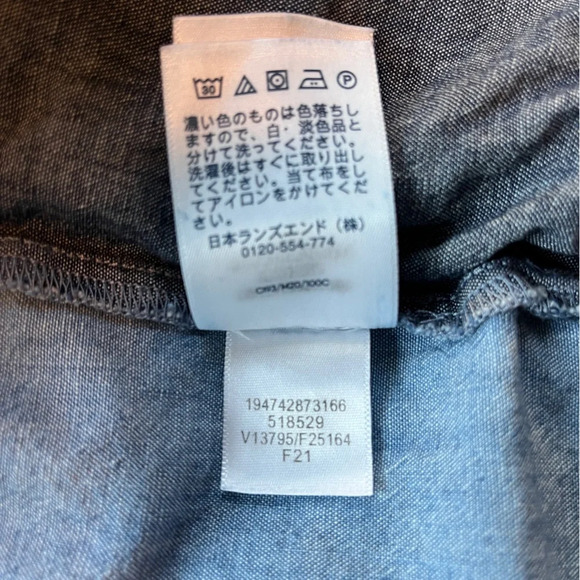 Lands End Denim Shirt Dress, Contrasting Pocket/Sleeves Side Hidden Pockets, M - Picture 3 of 10